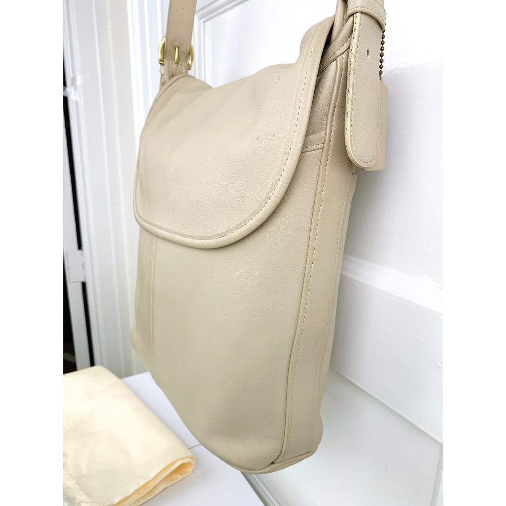 Vintage Coach Whitney Shoulder Bag Leather USA Bone White 4115 with Dust Bag - Picture 8 of 16